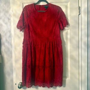 EUC Forever 21 Vibrant Red Lace Valentines Day Dress